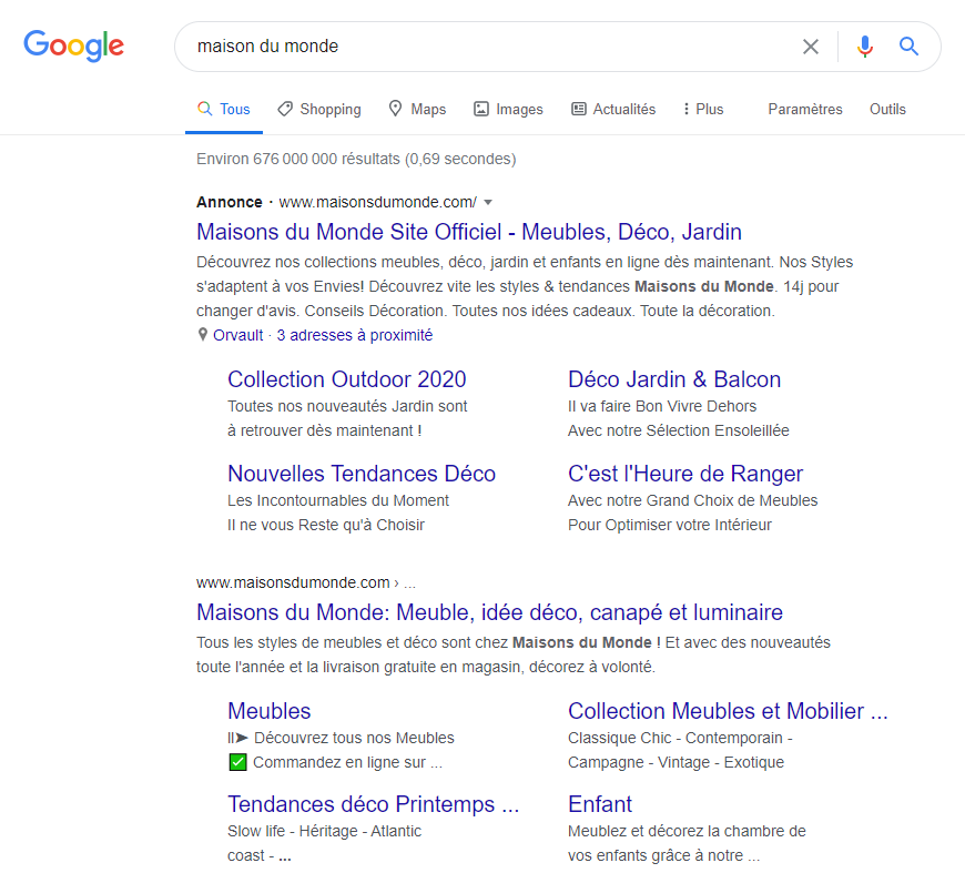 maison du monde google ads