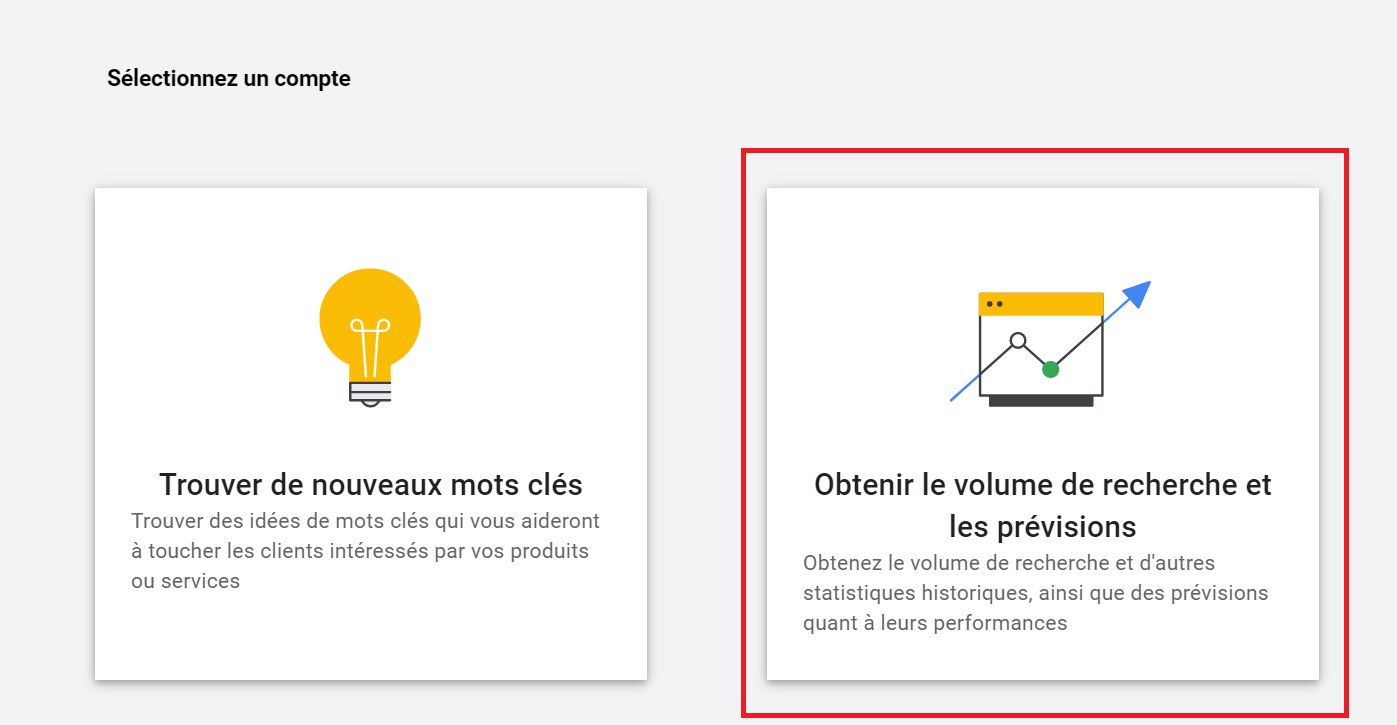 google ads obtenir keywords et estimation recherches